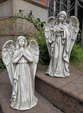 欧式花园装饰户外摆设少女天使雕塑树脂工艺品园林别墅庭院摆件