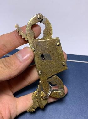 仿古做旧民国款纯铜黄铜指拷铜拇指拷锁扣把玩带钥匙