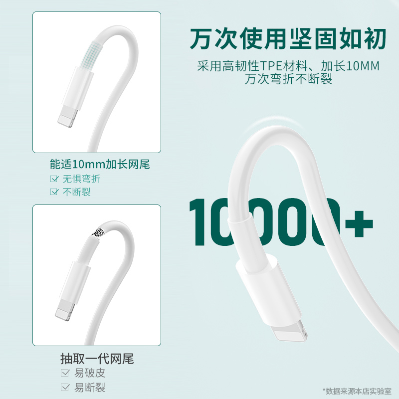 YUSHEDA数据线适用苹果iPhone14快充13pro充电器线12加长11xs手机7Plus快速se闪充1.5米ipad平板8P2米超长3m - 图2