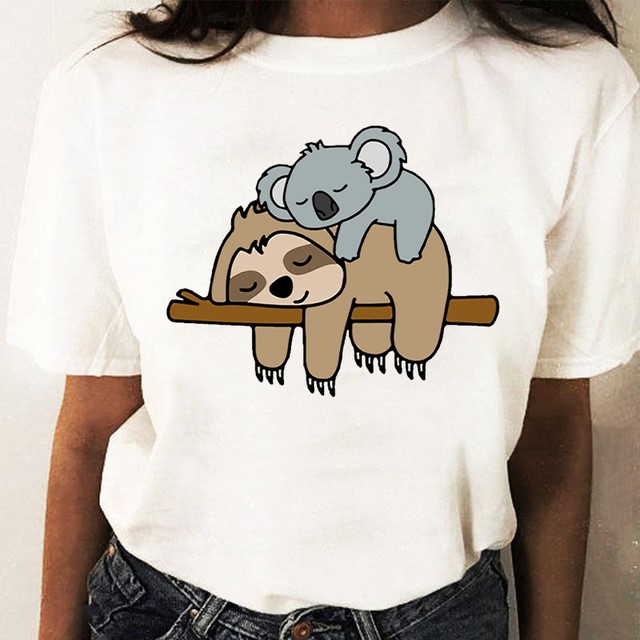 Cute sloth T-Shirt可爱卡通树懒动物宽松日系上衣女潮流原宿风 - 图1