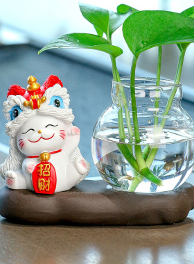 简约可爱招财猫绿植水培摆件花瓶