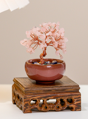 新中式水晶发财树聚宝招财摆件