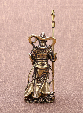 铜佛像二郎神杨戬郎君神摆件三尖两刃刀铜人神像家居工艺礼品