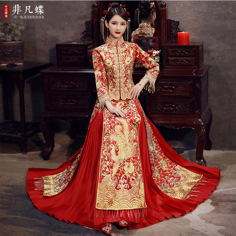 大五福龙凤褂新娘秀禾服2020女婚纱 非凡蝶旗袍