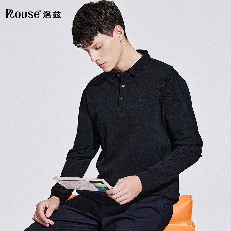 洛兹男装长袖纯棉2021秋季polo衫 rouse洛兹T恤