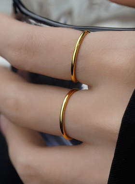 光面素圈尾戒食指戒女款轻奢小众高级感精致小饰品手饰