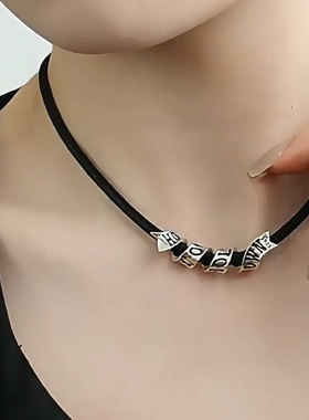 925银缎带信念小众个性皮绳项链