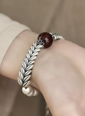 925银麦穗玛瑙福袋新中式手链女