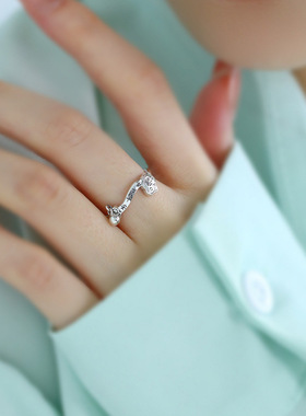 925银如意纳福岁岁平安银铃戒指