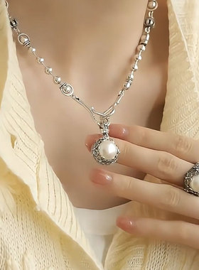 复古新中式繁花似锦花丝珍珠项坠