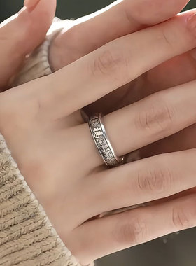 复古925银新中式百福开口戒指女