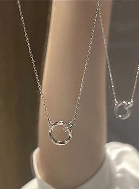 轻奢小众环环相扣纯银锁骨链女
