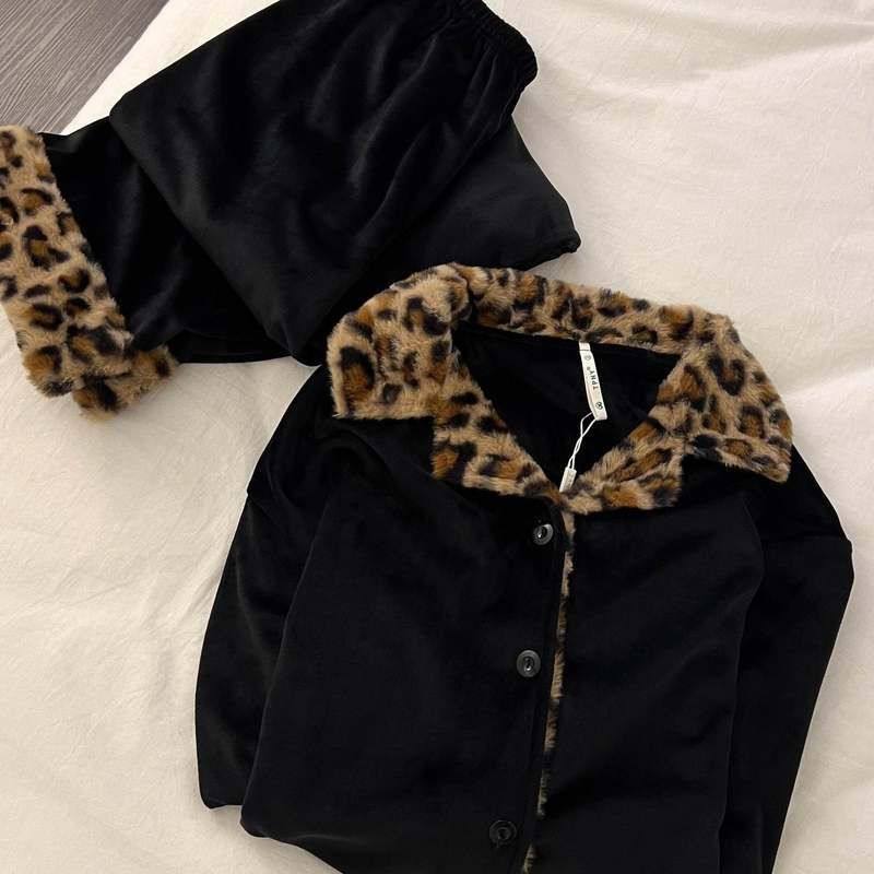 法式高级感豹纹毛绒睡衣女冬季新款休闲加厚保暖家居服套装可外穿,淘宝优惠券,粉丝福利购,淘宝优惠卷