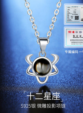 十二星座投影项链纯银