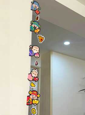 【神仙串门】卡通五路财神饰入户门装饰挂件创意亚克力磁吸贴门贴