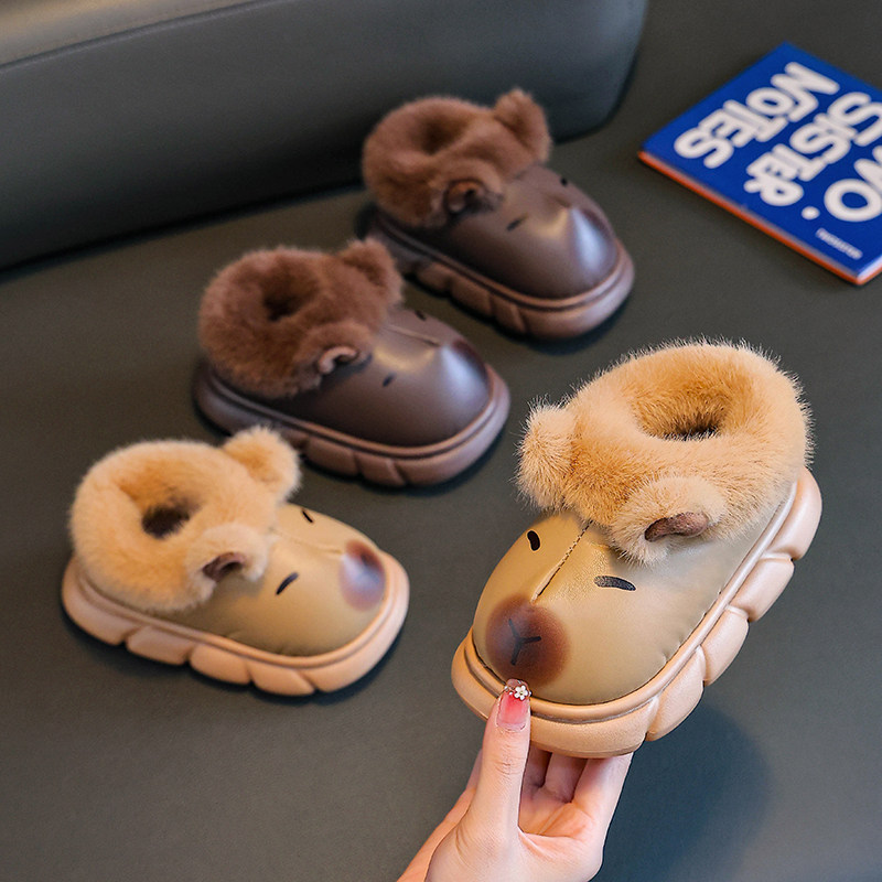 卡皮巴拉儿童棉鞋冬季男童EVA室内皮面防水中大童小孩包跟棉拖鞋,淘宝优惠券,粉丝福利购,淘宝优惠卷