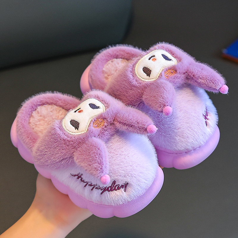 儿童棉拖鞋秋冬女童卡通家居室内地板拖男童防滑软底毛毛宝宝棉鞋