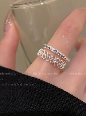ins简约英文字母素圈女潮小众钛钢戒指不掉色指环高颜值情侣饰品