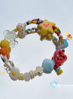 多巴胺彩色串珠水晶手链天然石个性小众夏日辣妹手串2023新款饰品