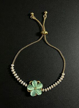 旧时笺 Vintage古着 Lagoon Flower绿色花朵手链 小众手饰