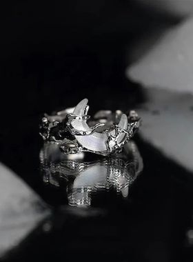 新款爆款新中式日月情侣戒指