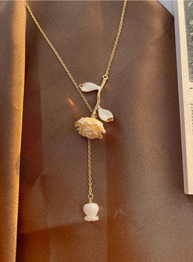 超仙春夏季新款白玫瑰项链