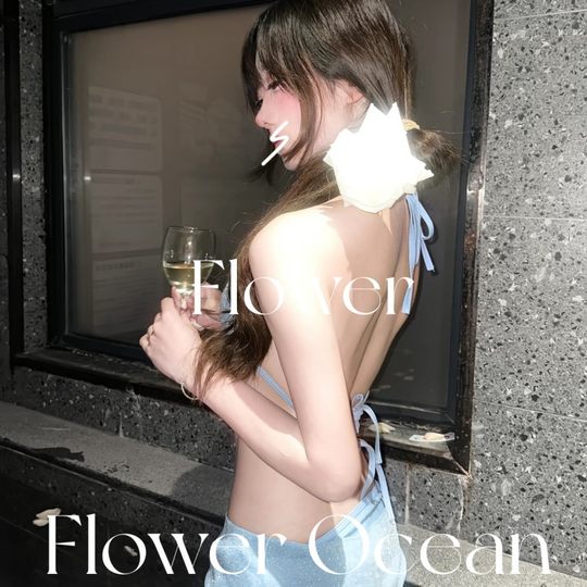 【失约的海】高级感烫银纯欲分体三件套度bikini假温泉泳衣