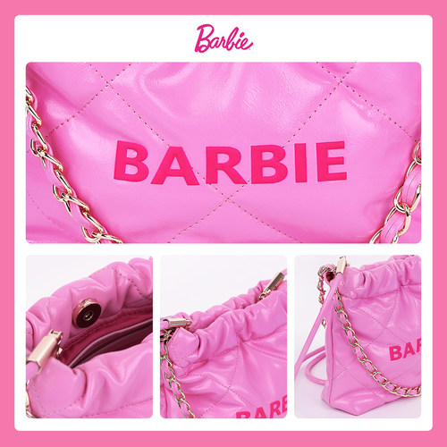 Barbie芭比官方正品小香风垃圾包包腋下包粉高级感单肩包女斜挎包 - 图3