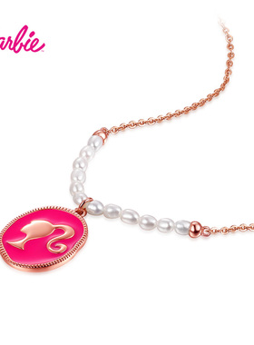 拼接珍珠银项链复古圆牌吊坠高级