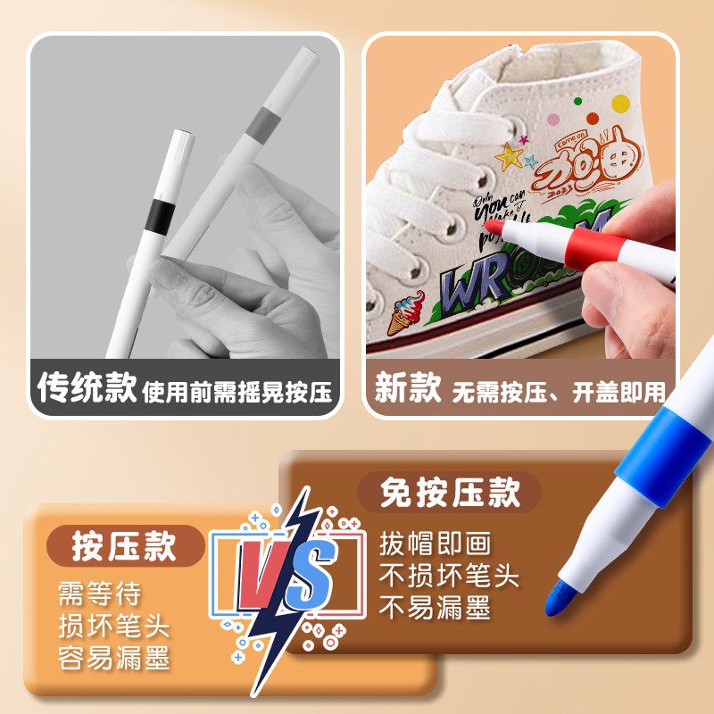 丙烯马克笔小学生专用不透色可叠色大容量24/36/48/60彩笔幼儿园儿童涂鸦绘画笔防水速干diy画鞋水彩笔,淘宝优惠券,粉丝福利购,淘宝优惠卷