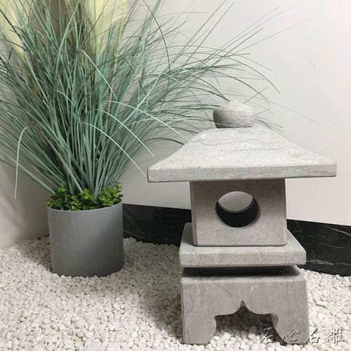 石灯笼日式庭院石灯中式户外草坪灯青石仿古电石灯禅意石雕摆件 - 图1