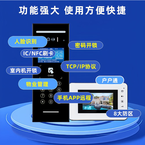 奥硕天无线楼宇可视对讲门铃安防系统智能智慧社区手机远程云门禁 - 图0
