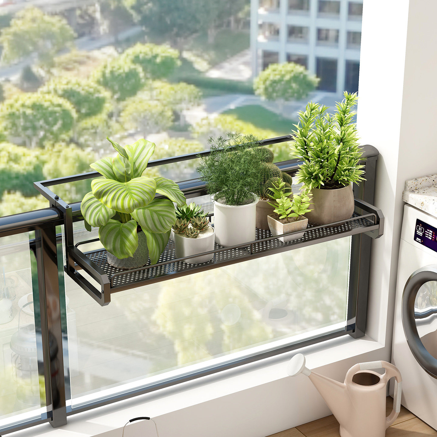 阳台置物架室内客厅护栏窗台花盆托架加粗悬挂式多肉铁艺栏杆花架,淘宝优惠券,粉丝福利购,淘宝优惠卷