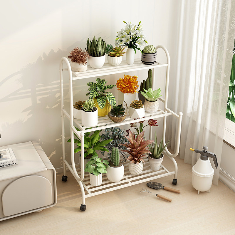 阳台落地式多层铁艺花架客厅大容量多肉置物架家用可移动花盆托架,淘宝优惠券,粉丝福利购,淘宝优惠卷