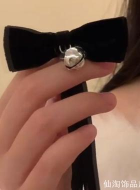 红色丝绒铃铛项圈蝴蝶结choker