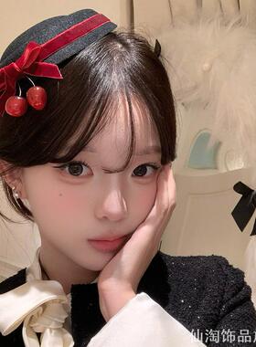 圣诞氛围感甜美蝴蝶结樱桃千金小