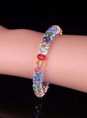新年礼物彩色本年命虎年闪亮手链女仿水晶手串饰品