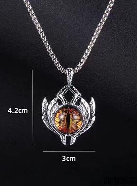 项链男恶魔之眼高街国潮男士合金吊坠个性长款痞帅复古衬衫链朋克