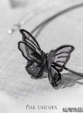 蕾丝小锁骨项链女脖子蝴蝶结可爱软萌妹白黑色颈链项圈颈带