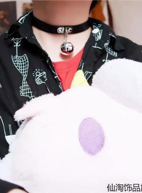 脖子大小铃铛项圈女choker圣诞节粗项链颈环颈带红色颈链