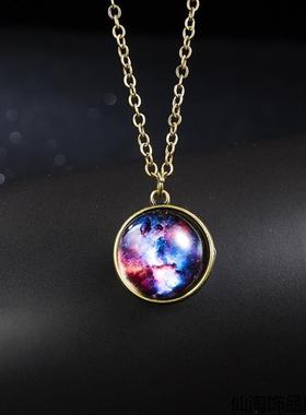 装饰水晶玻璃行星项链做旧新品毛衣链爵士舞月球嘻哈理科多层