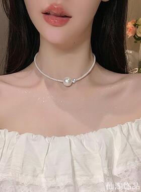 韩系ins风仿珍珠镶钻choker项链