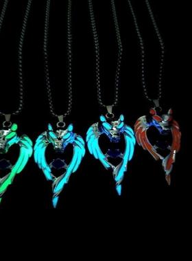 日月星辰发光项链学生潮流生日礼物夜光火焰吊坠男士潮个性饰品