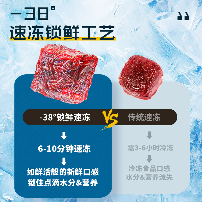 冰冻红虫牛心汉堡鱼食丰年虾罗汉鱼食七彩神仙鱼粮鱼六角恐龙饲料