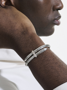 JH手工编织镶钻925银银手镯高级