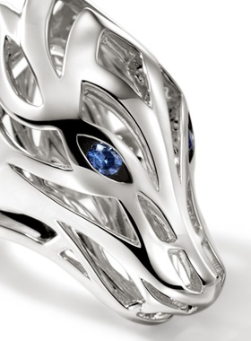 JH立体神龙蓝宝石戒指小众手工