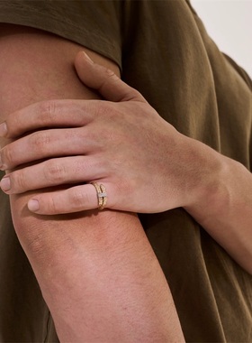 JH14K黄金戒指单圈镶钻轻奢