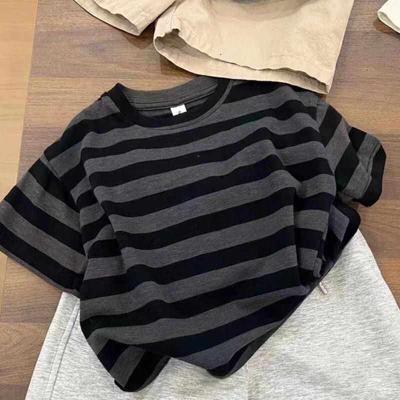 儿童纯棉套装2025夏季新款男童中小童洋气条纹休闲上衣短裤两件套,淘宝优惠券,粉丝福利购,淘宝优惠卷