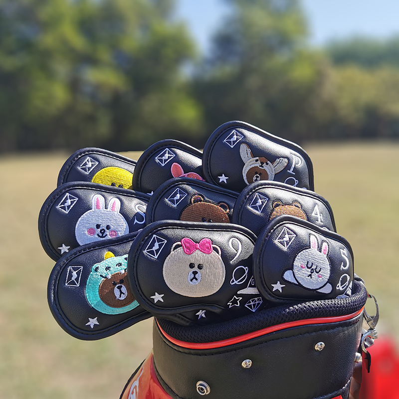 韩国卡通高尔夫球杆套杆头套铁杆组保护套golf用品磁铁吸合铁杆套 - 图2