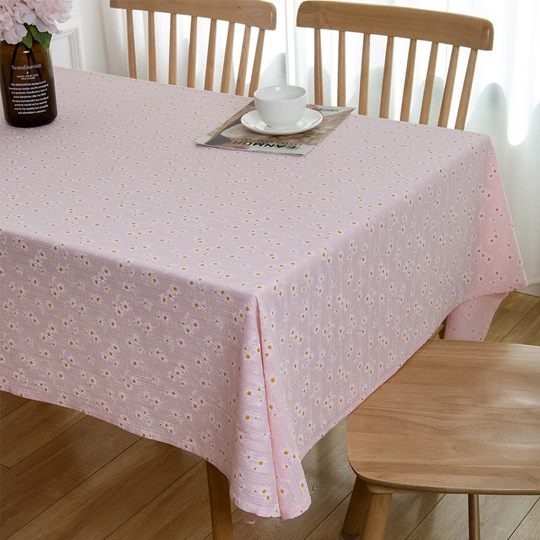 田园小碎花棉麻布艺桌布ins长方形流苏家用防尘茶几小雏菊台布